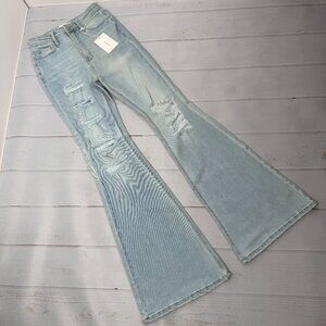 NWT Cello High Rise Distressed Flare Jeans Size 3
